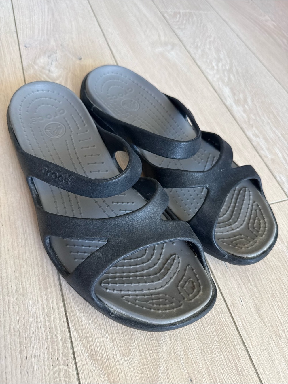 Crocs Meleen Slip On Slide Sandals Black Synthetic Croslite Women's Size 9
